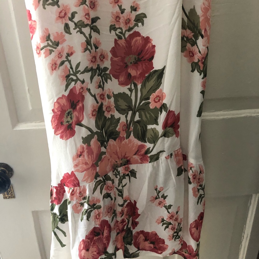 Reformation Cream Floral Midi Dress with Pink & Green Flowers - Picture 5 of 5